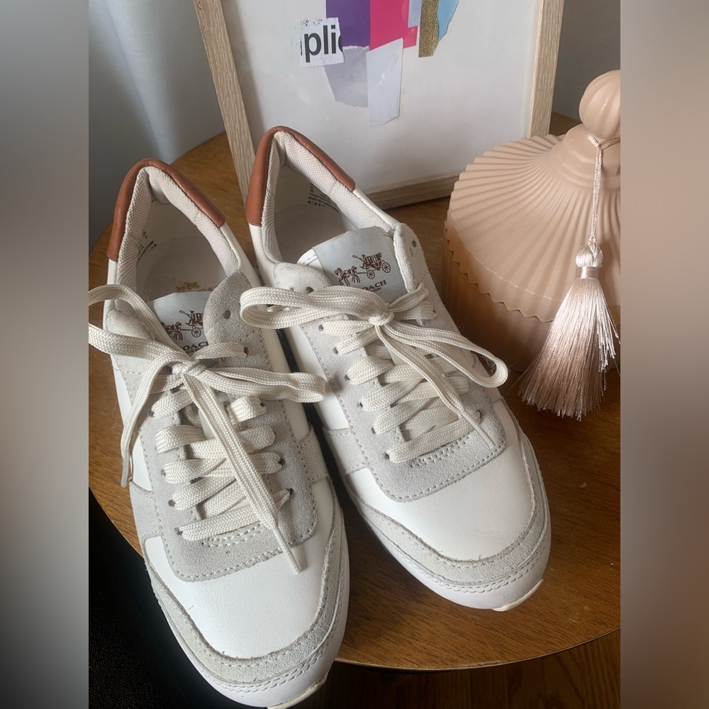 new neutral & creme color moonlight coach sneakers